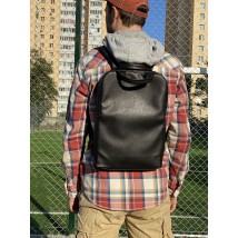 Eco-leather men's urban laptop backpack black