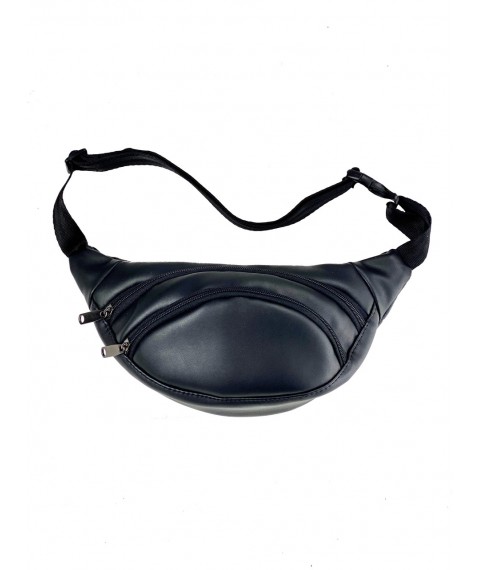 Овальная черная мужская сумка на пояс из экокожи