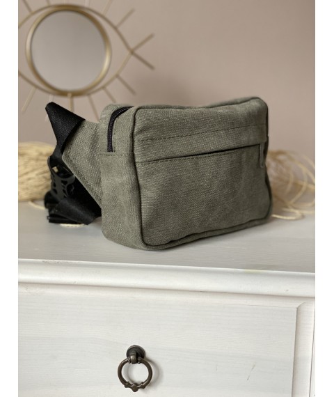 Мужская прямоугольная бананка милитари канвас