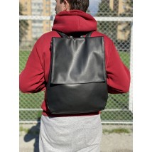 Men's black urban backpack made of eco-leather