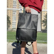 Men's black urban backpack made of eco-leather