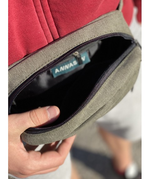 Мужская прямоугольная бананка милитари канвас