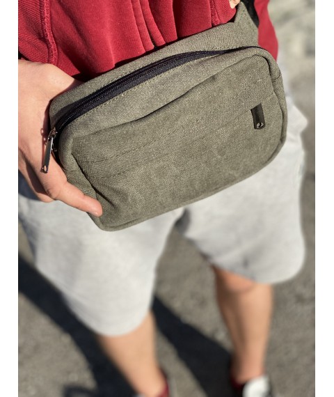 Мужская прямоугольная бананка милитари канвас