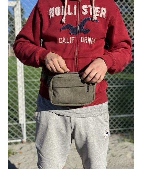 Мужская прямоугольная бананка милитари канвас