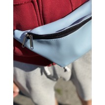 Men's blue belt bag made of eco-leather