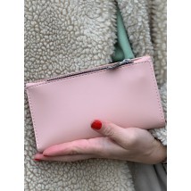 Fashionable women's wallet made of eco-leather medium brand without logo powdery