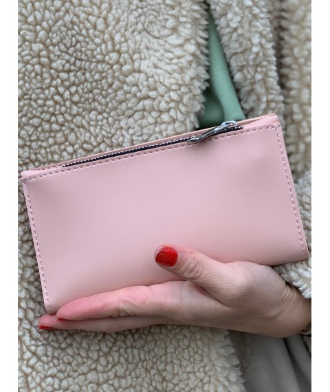 Розовый женский кошелек из экокожи