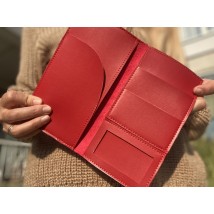 Красный женский кошелек-книжечка из экокожи