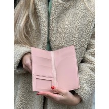 Fashionable women's wallet made of eco-leather medium brand without logo powdery pink