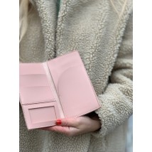 Fashionable women's wallet made of eco-leather medium brand without logo powdery pink