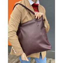 Women's waterproof eco-leather shopping bag with a zipper, purple