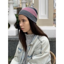 Two-tone women's beanie hat knitted urban pink