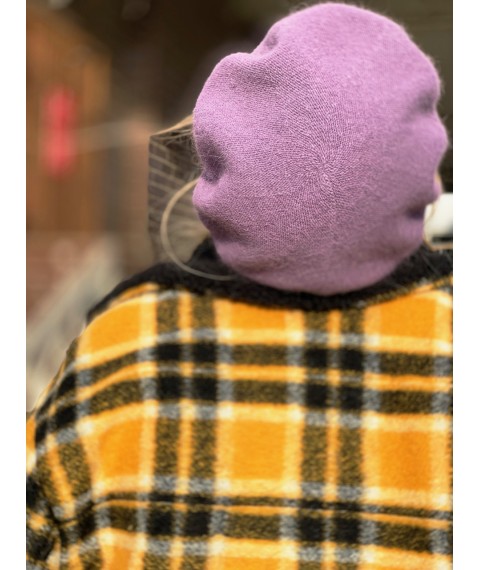 Берет женский ангоровый стильный фиолетовый