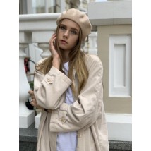 Beret women's woolen stylish beige