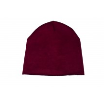 Hat women's thin demi-season cotton-suede burgundy