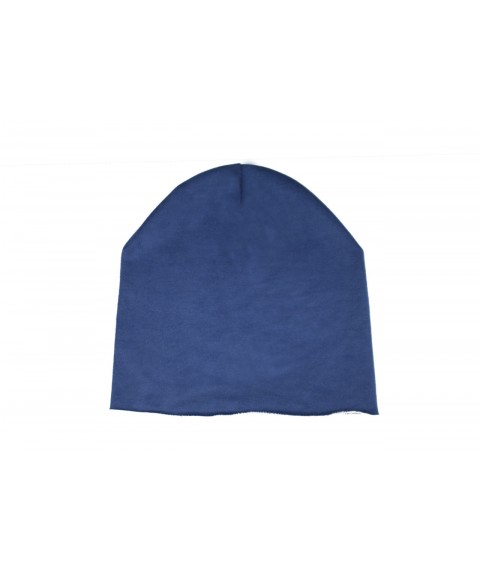 Hat female thin demi-season cotton-suede blue