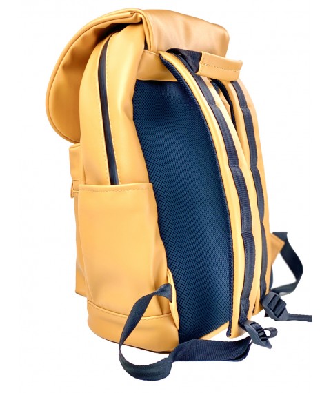 Backpack men's urban large eco-leather yellow