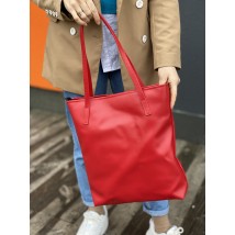 Wasserdichte Einkaufstasche aus Öko-Leder für Damen mit Reißverschluss, rot