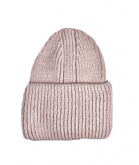 Women's winter knitted hat with double collar warm wool blend powdery