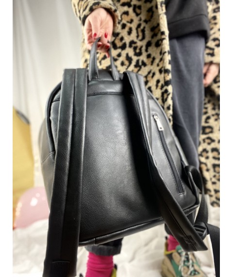 Стильный черный женский рюкзак из экокожи RM5x1