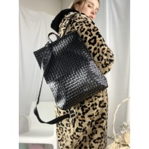 Черный женский рюкзак плетеный экокожа KL1x33