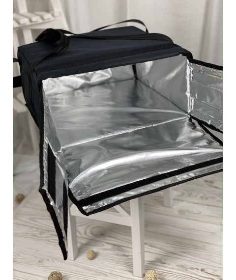 Thermal bag for delivery of pizza sushi food drinks, thermo-refrigerator black