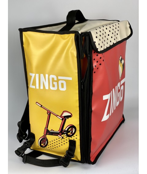 Backpack for food delivery pizza backpack for couriers thermal bag thermo-fridge eco-leather yellow