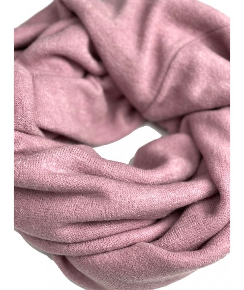 Snood collar women's warm winter woolen scarf pink