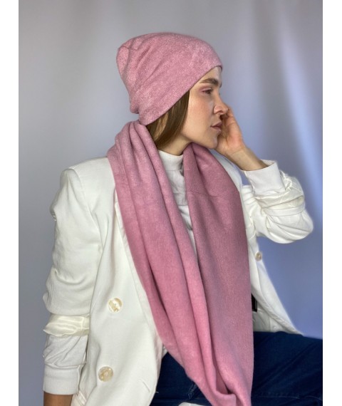 Снуд хомут женский теплый зимний  шерстяной шарф  розовый