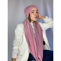 Snood collar women's warm winter woolen scarf pink