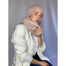 Snood collar women's warm winter woolen scarf light beige