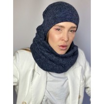 Snood collar women's warm winter wool scarf blue blue mottled