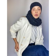 Snood collar women's warm winter wool scarf blue blue mottled