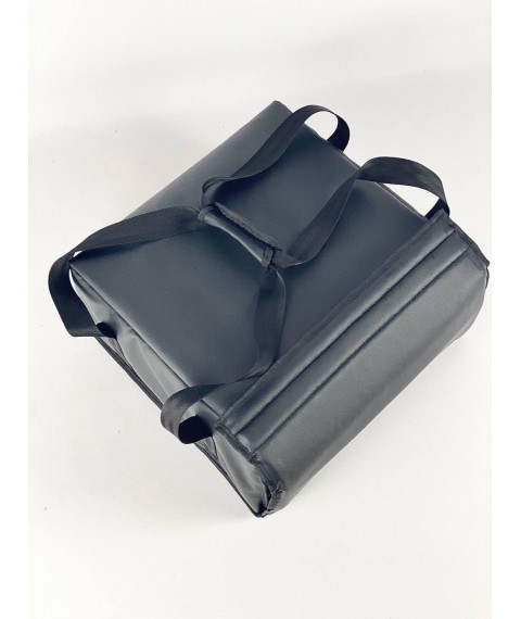 Thermo bag for delivery of pizza from eco leather black 45*45*21 cm