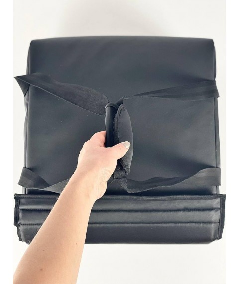 Thermo bag for delivery of pizza from eco leather black 45*45*21 cm
