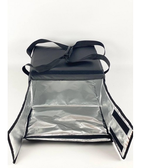 Thermo bag for delivery of pizza from eco leather black 45*45*21 cm