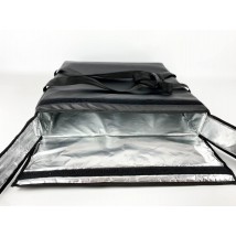 Big black pizza delivery bag made of eco leather 63*63*12 cm