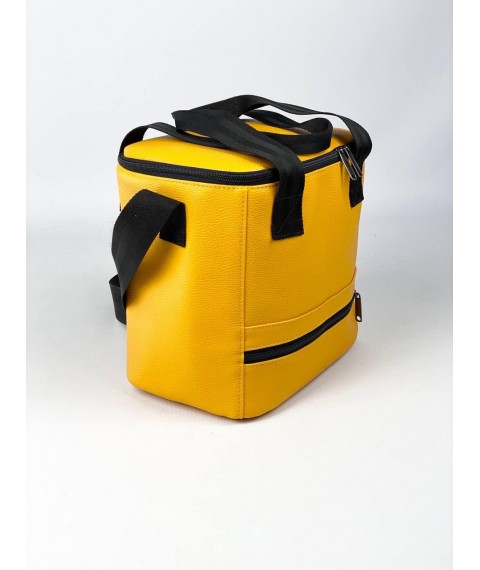 Refrigerator bag for medicine delivery picnic lunch yellow eco leather BR3