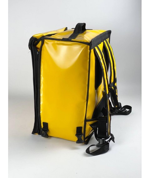 Backpack for food delivery pizza backpack for couriers thermal bag thermo-fridge eco-leather yellow