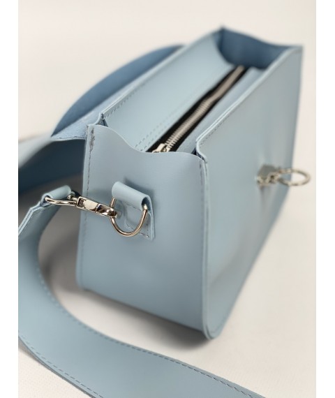 Ladies bag made of eco-leather, blue on a wide shoulder strap FU2x6