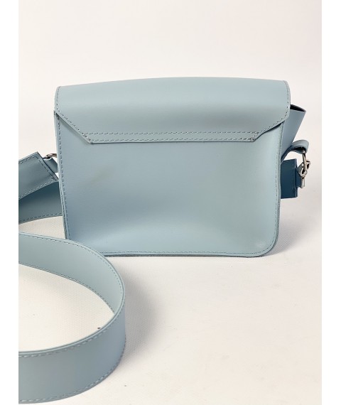 Ladies bag made of eco-leather, blue on a wide shoulder strap FU2x6