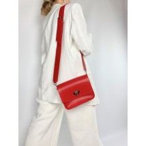 Red women's bag with a wide belt made of eco-leather FU2x4