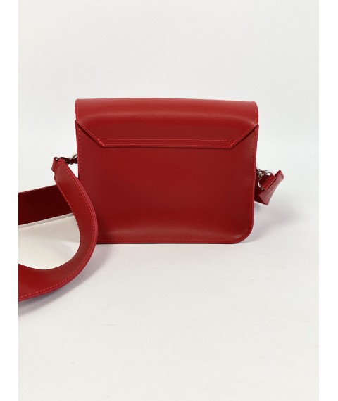 Красная женская сумка с широким ремнем из экокожи FU2х4