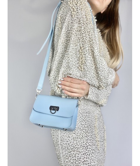 Kleine Damentasche aus Kunstleder blau am Schultergurt FUx5
