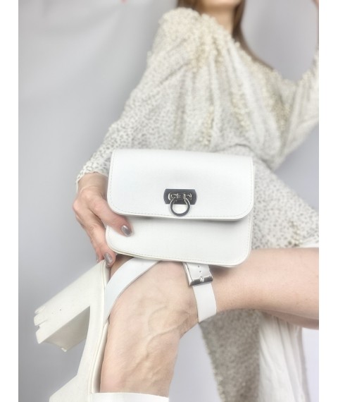 White mini bag for women made of eco-leather FUx7