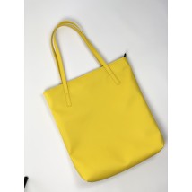Yellow eco-leather shopper bag with zipper and lining SP2x8