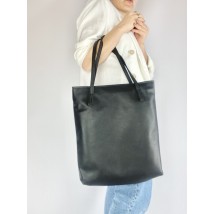 Women's shopper bag made of eco-leather matte black with a zipper and lining SP2x12