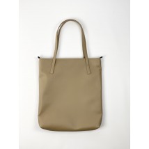 Women's shopper bag made of faux leather dark beige matte with a zipper and lining SP2x14