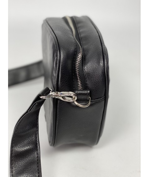 Black women's shoulder bag made of imitation leather