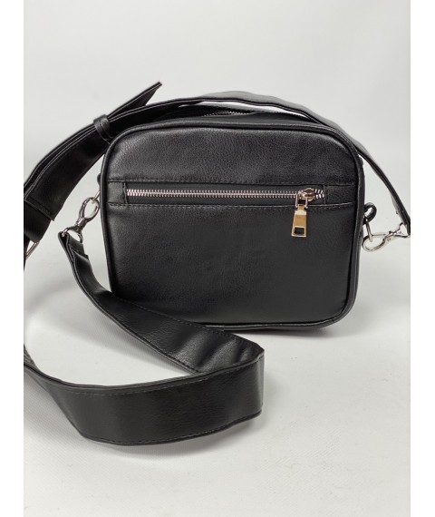 Black women's shoulder bag made of imitation leather